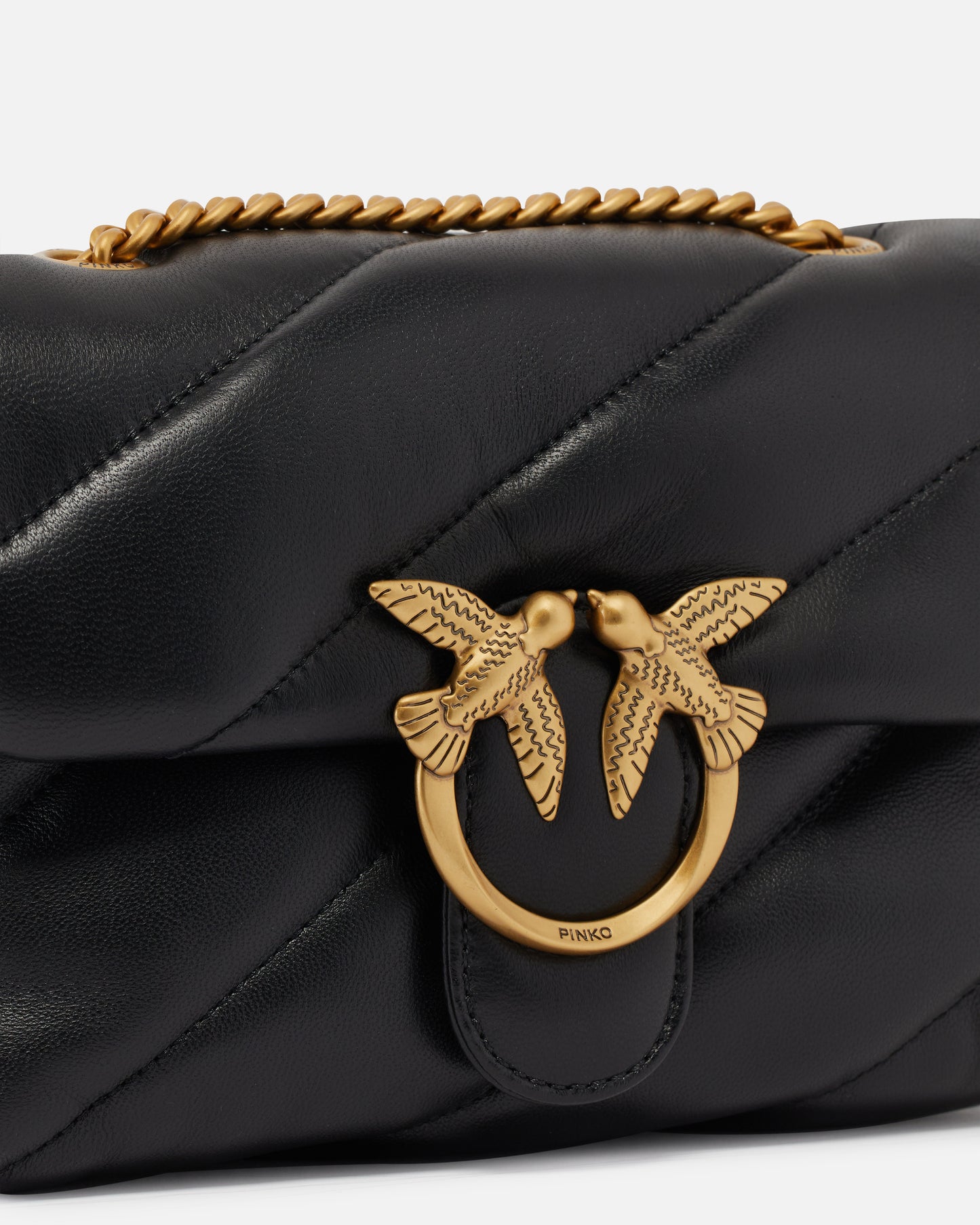 Borsa Pinko Nero Antique Gold da Donna love puff mini cl