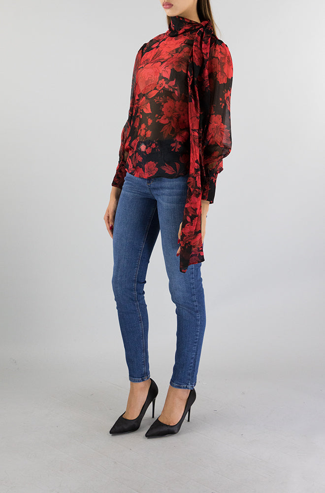 Camicia Liu Jo Red Flower da Donna CF3331T3079