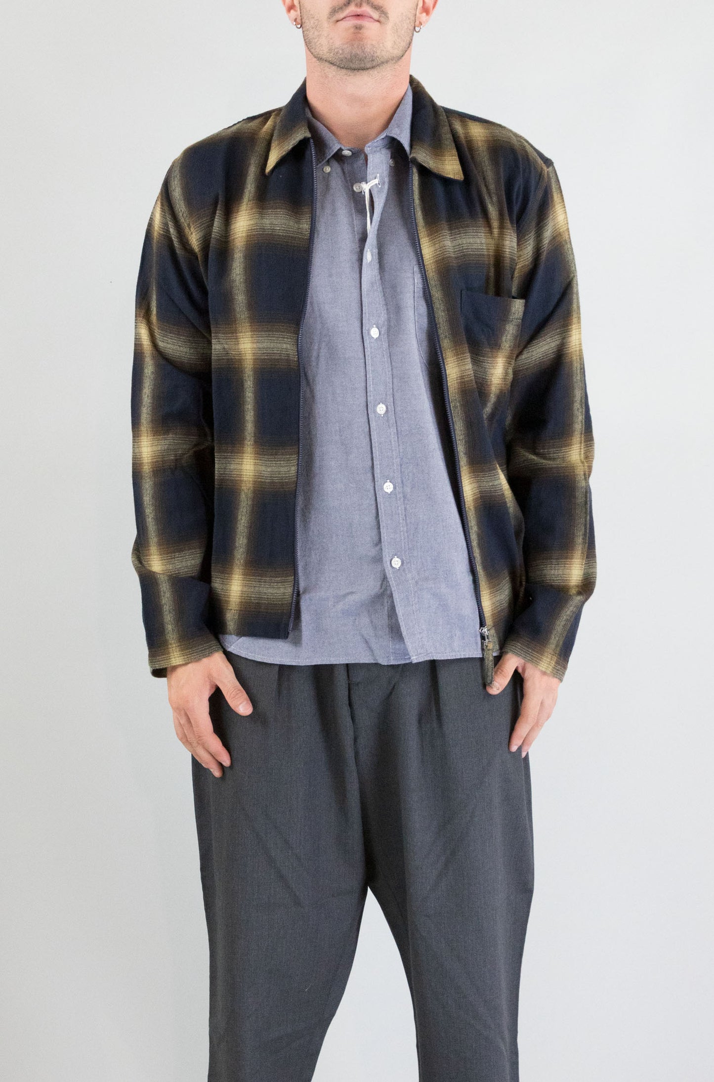 Camicia Universal Work Navy da Uomo 33172 canyon check zip shirt