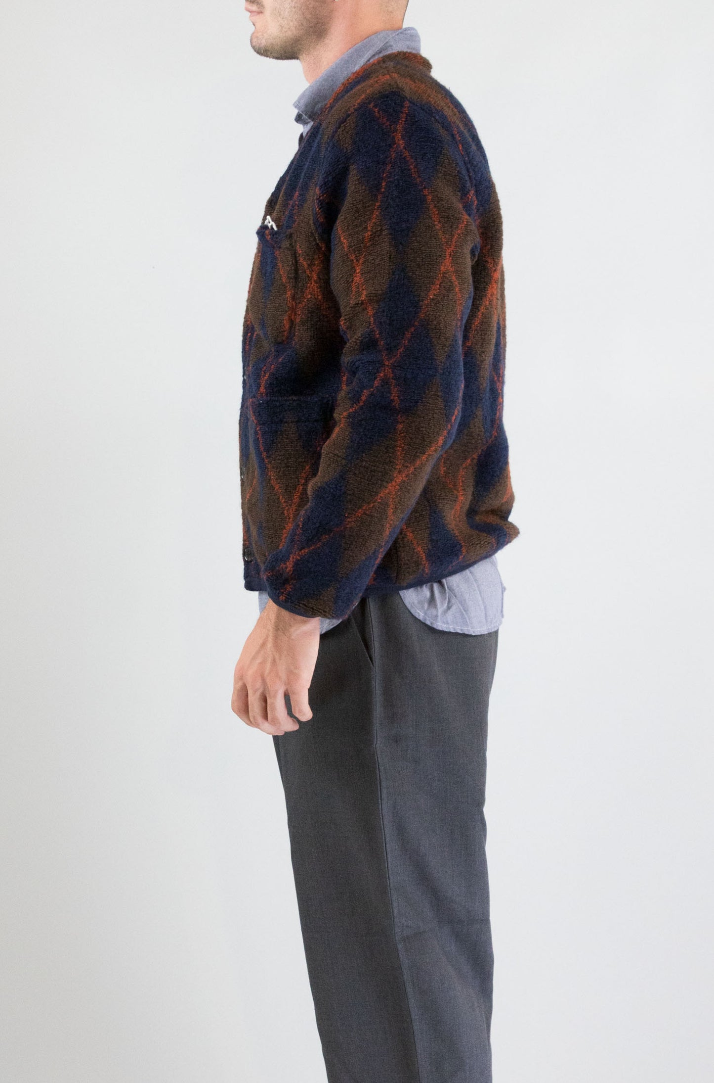 Maglia Universal Work Brown Navy da Uomo 33721 argyll fleece