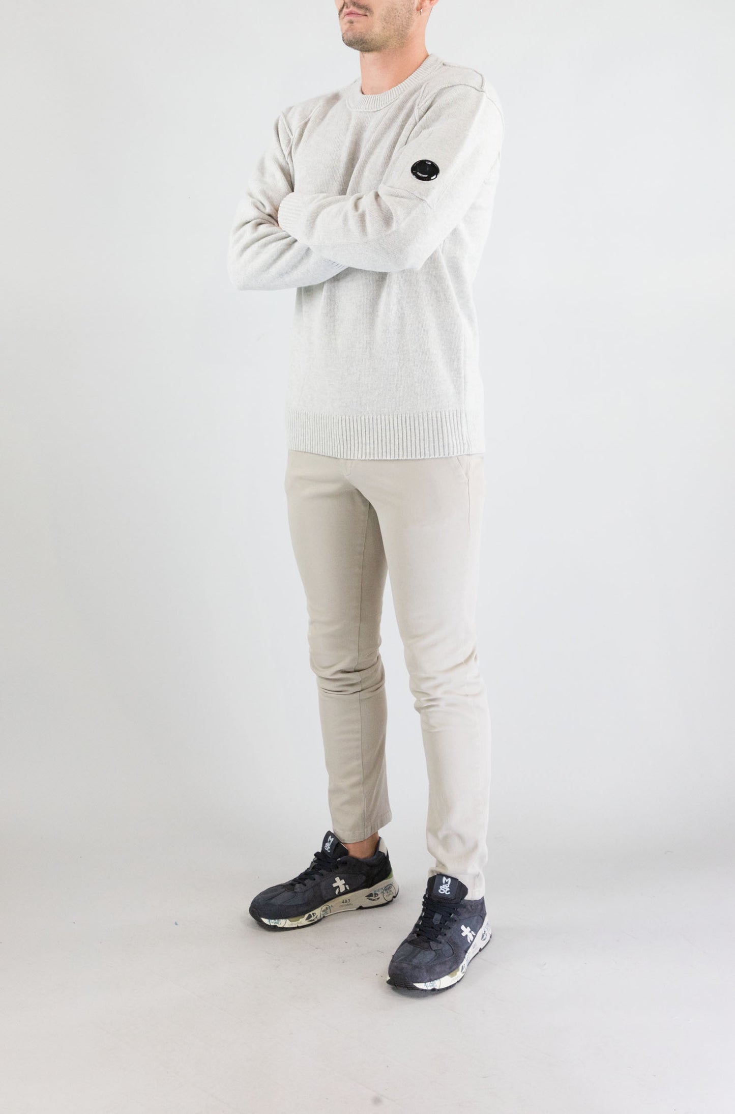 Maglia Cp Company Off White Melange da Uomo 19cmkn707as110149a