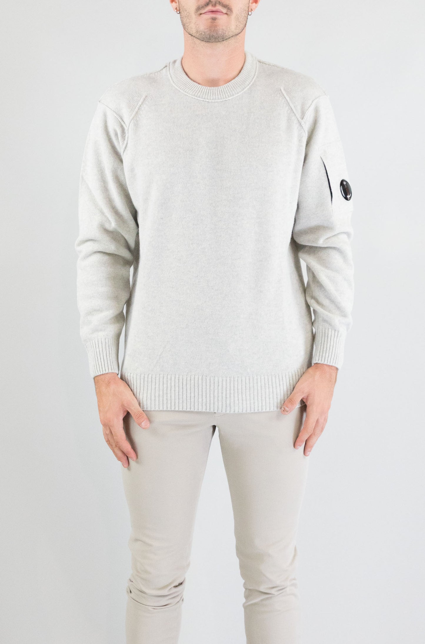 Maglia Cp Company Off White Melange da Uomo 19cmkn707as110149a
