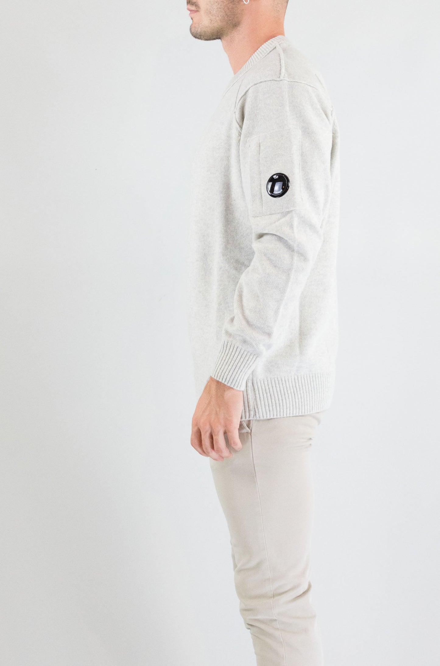 Maglia Cp Company Off White Melange da Uomo 19cmkn707as110149a