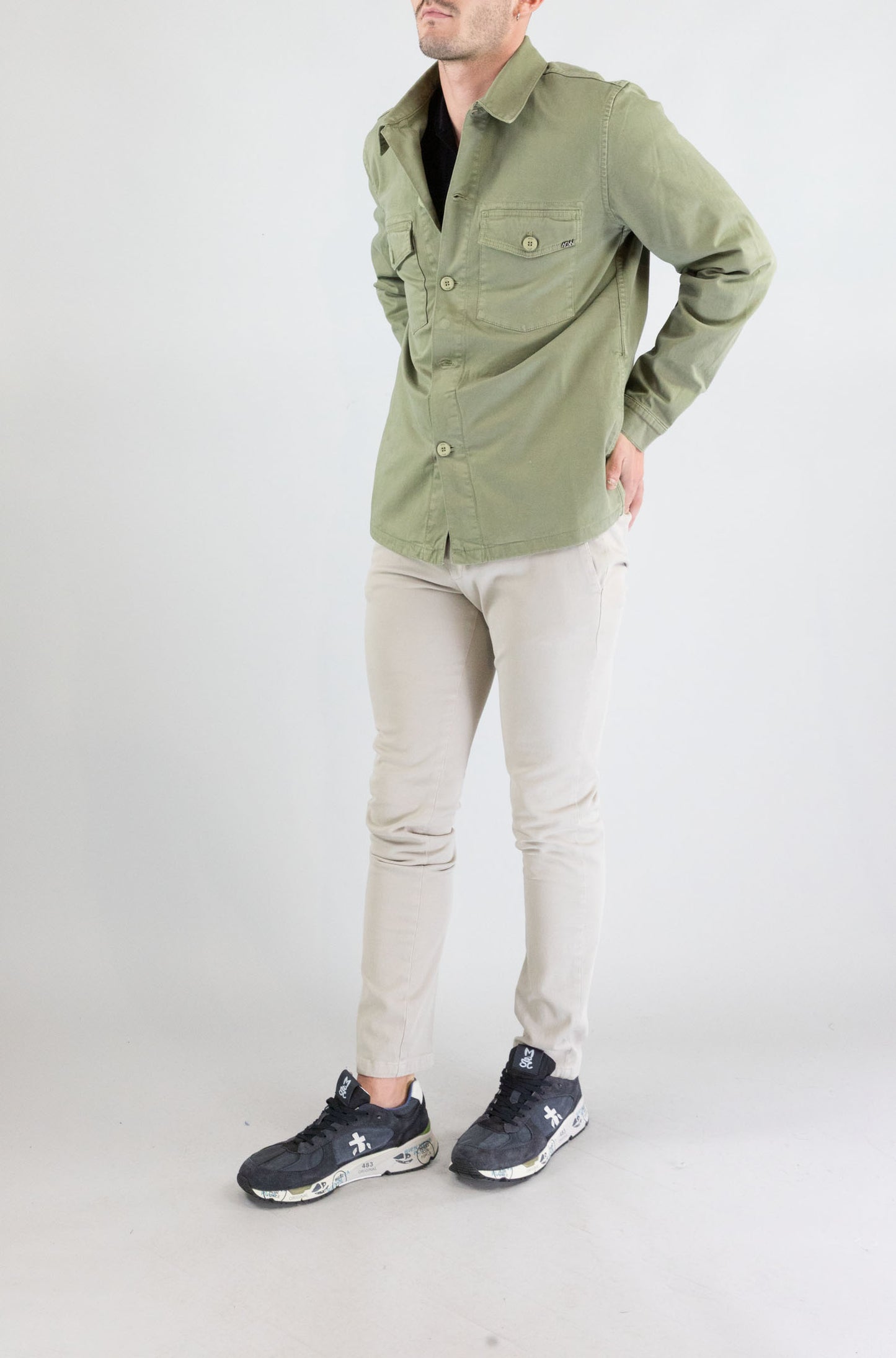 Camicia 40weft Verde Salvia da Uomo overshirt smile 2376