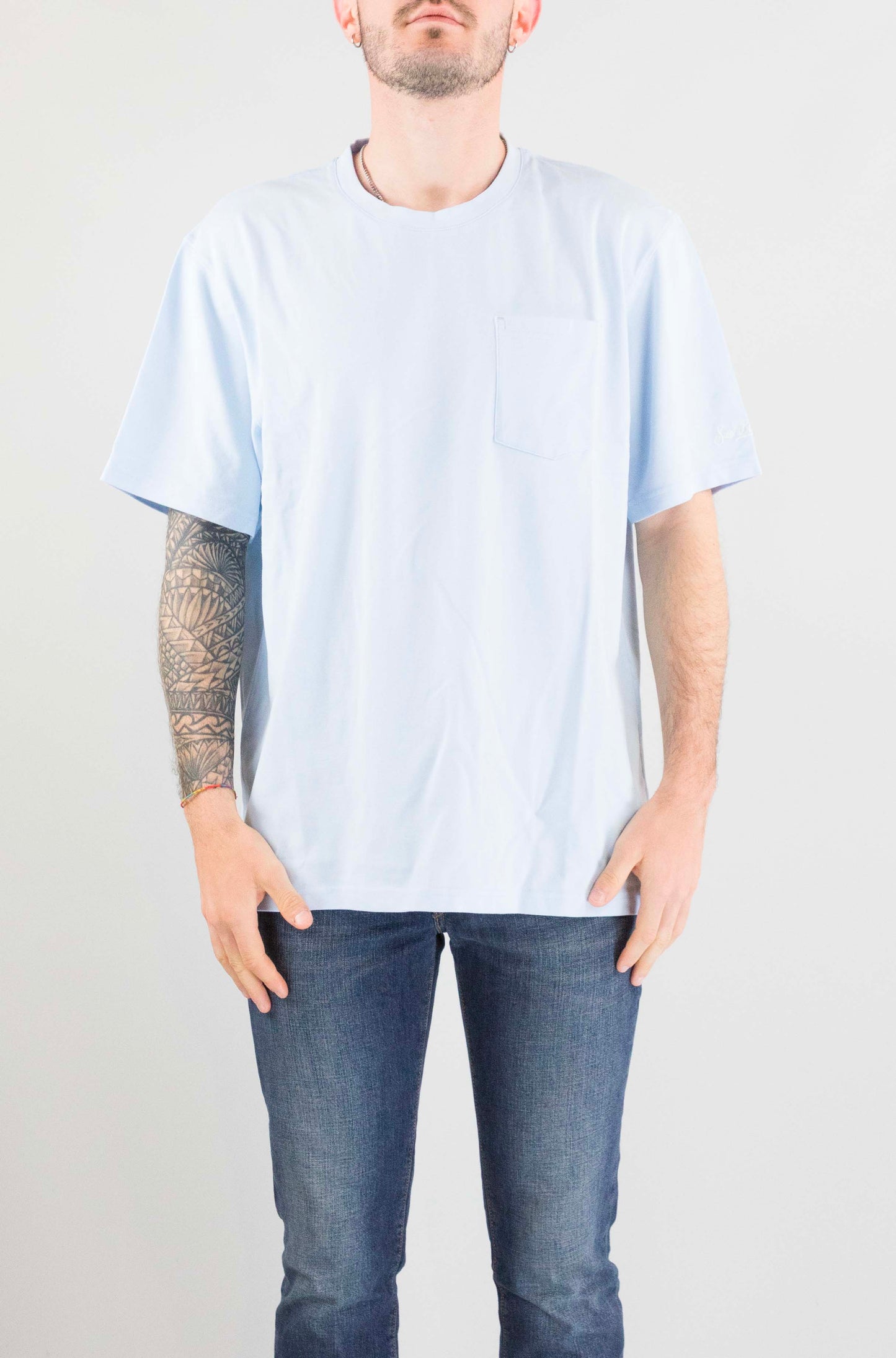 T-Shirt Mc2 Saint Barth Light Blue da Uomo bakewell t00132 piquet