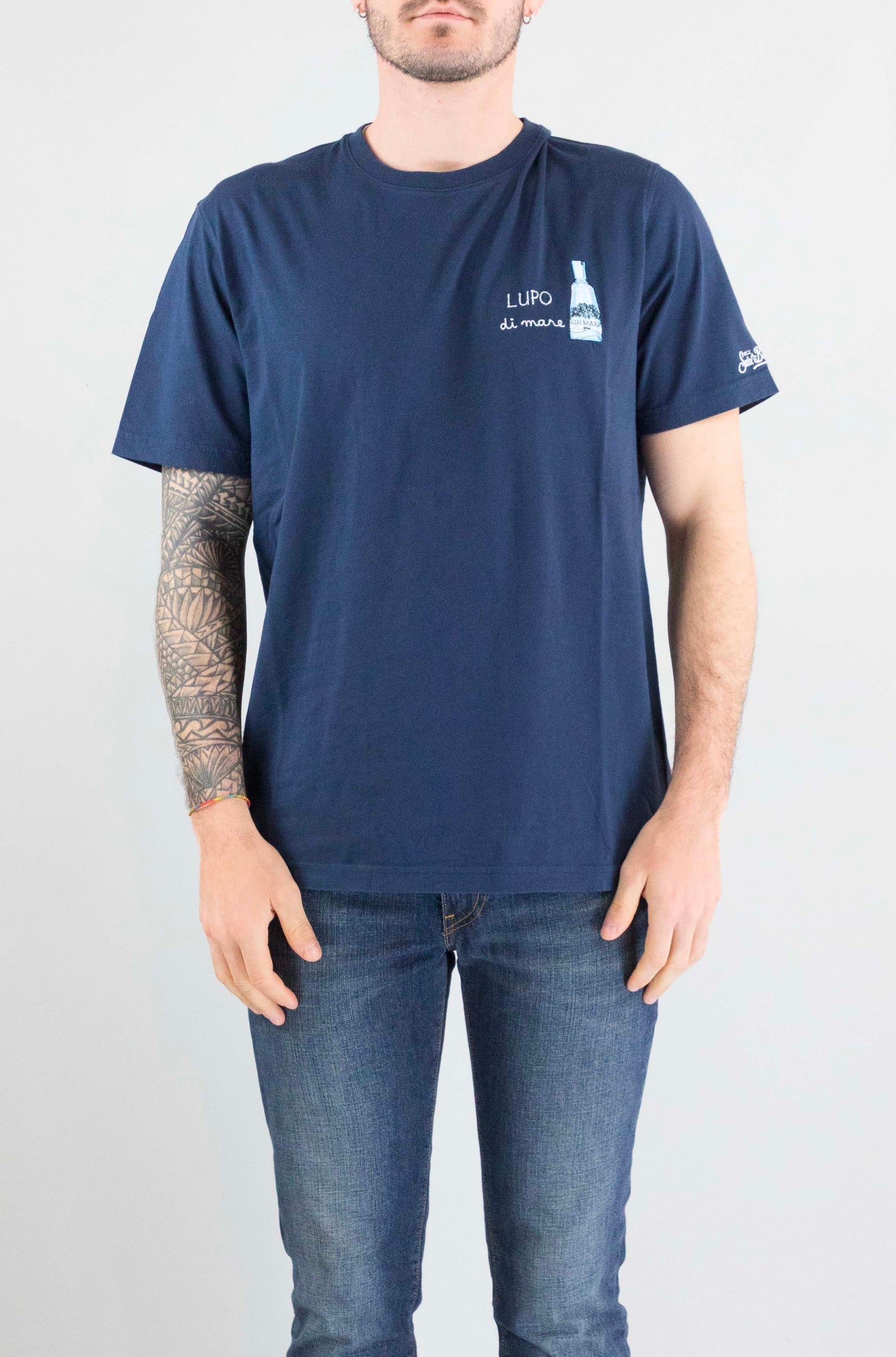 T-Shirt Mc2 Saint Barth 04458 Gin Mare Lupo da Uomo portofino