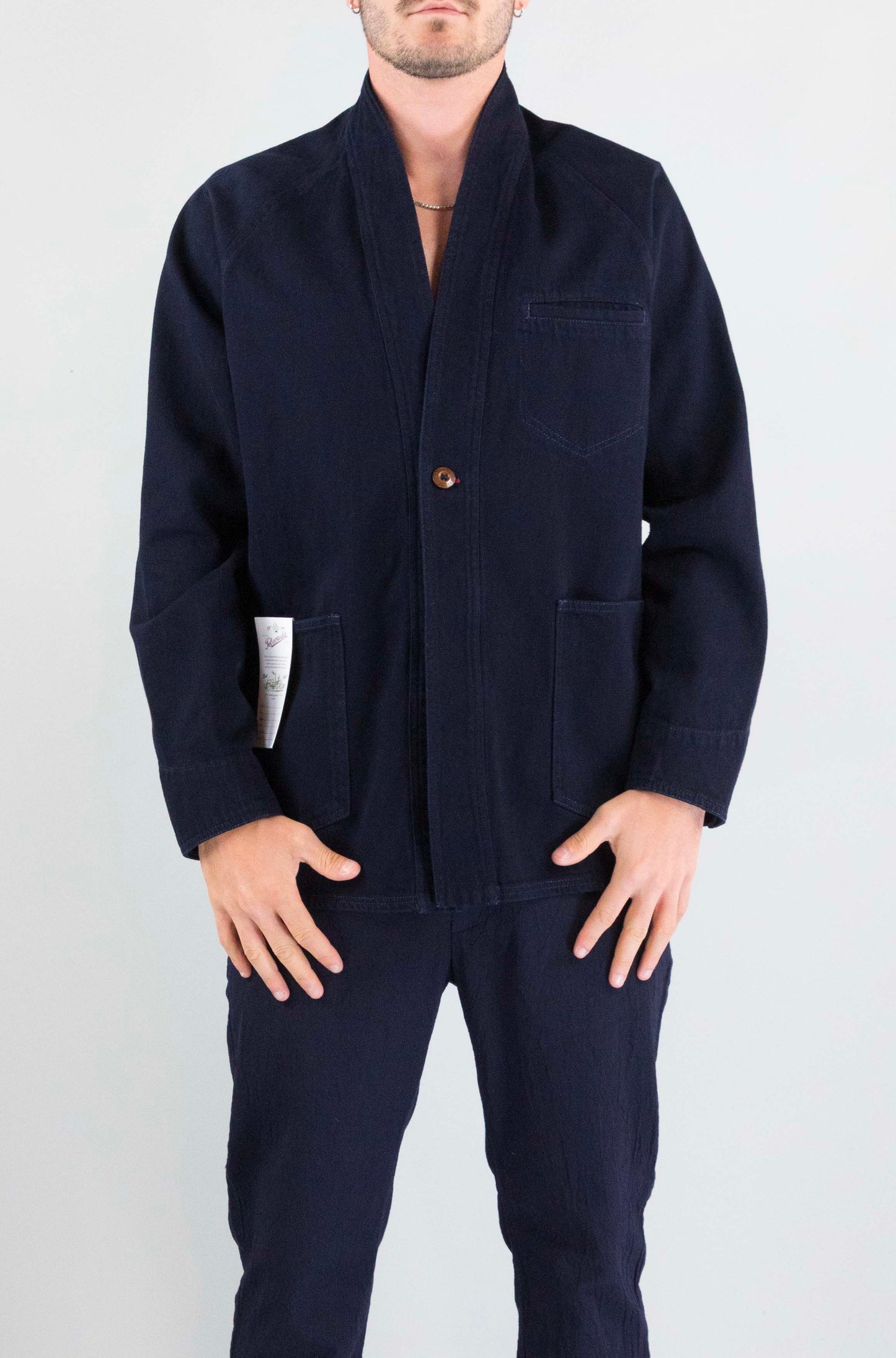 Giubbotto Tela Cruda Blu da Uomo tnjg0004 de0062a kimono