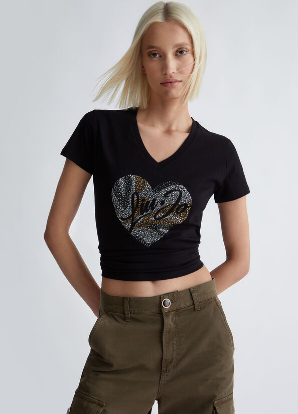T-Shirt Liu Jo Nero da Donna WF3080JS923