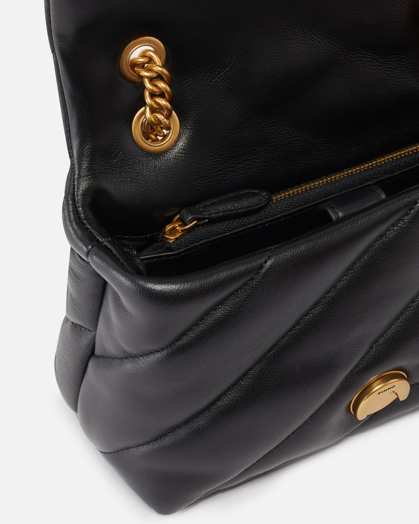 Borsa Pinko Nero Antique Gold da Donna love puff mini cl