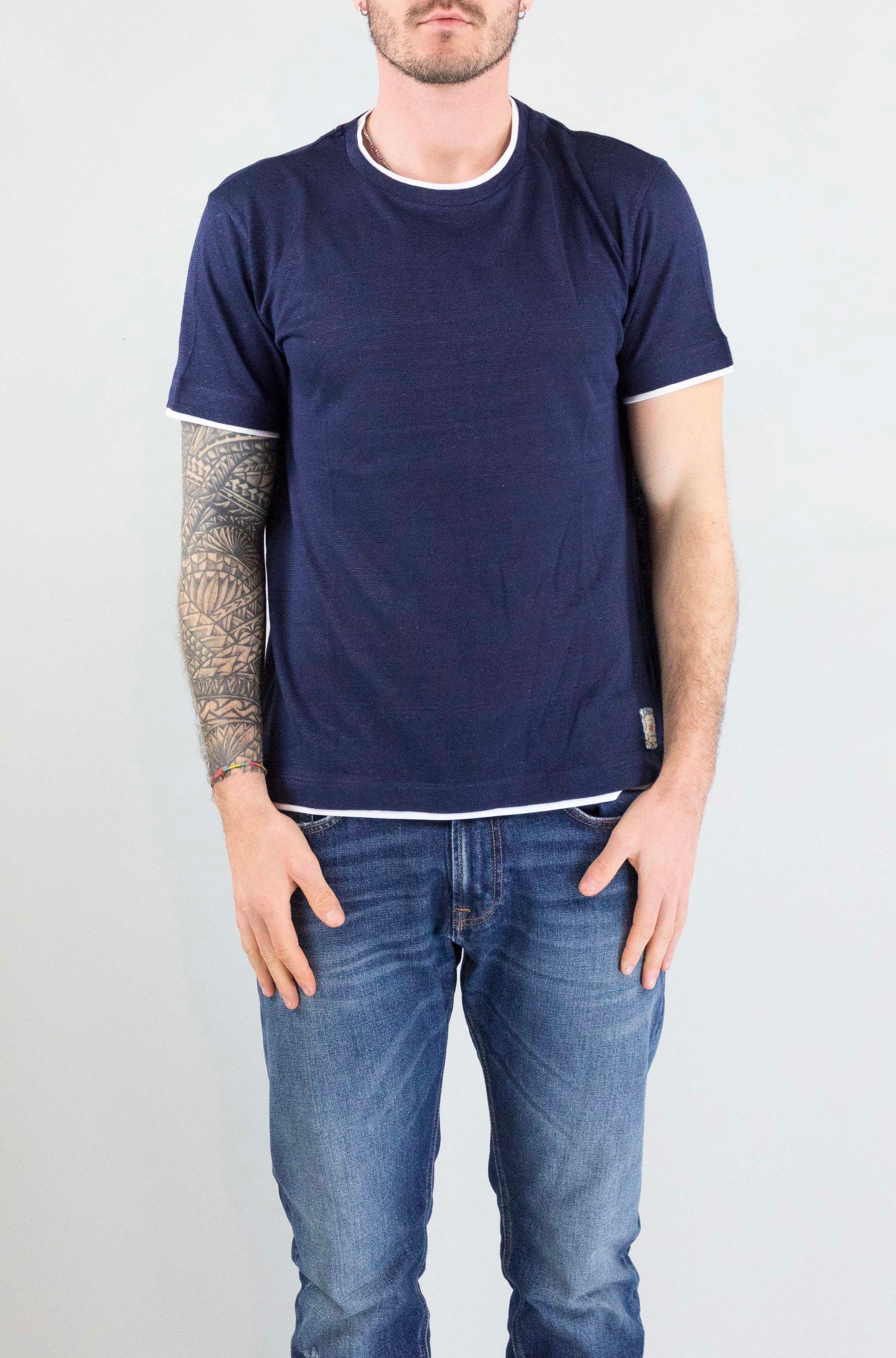 T-Shirt Bob Blu da Uomo lin vr0398