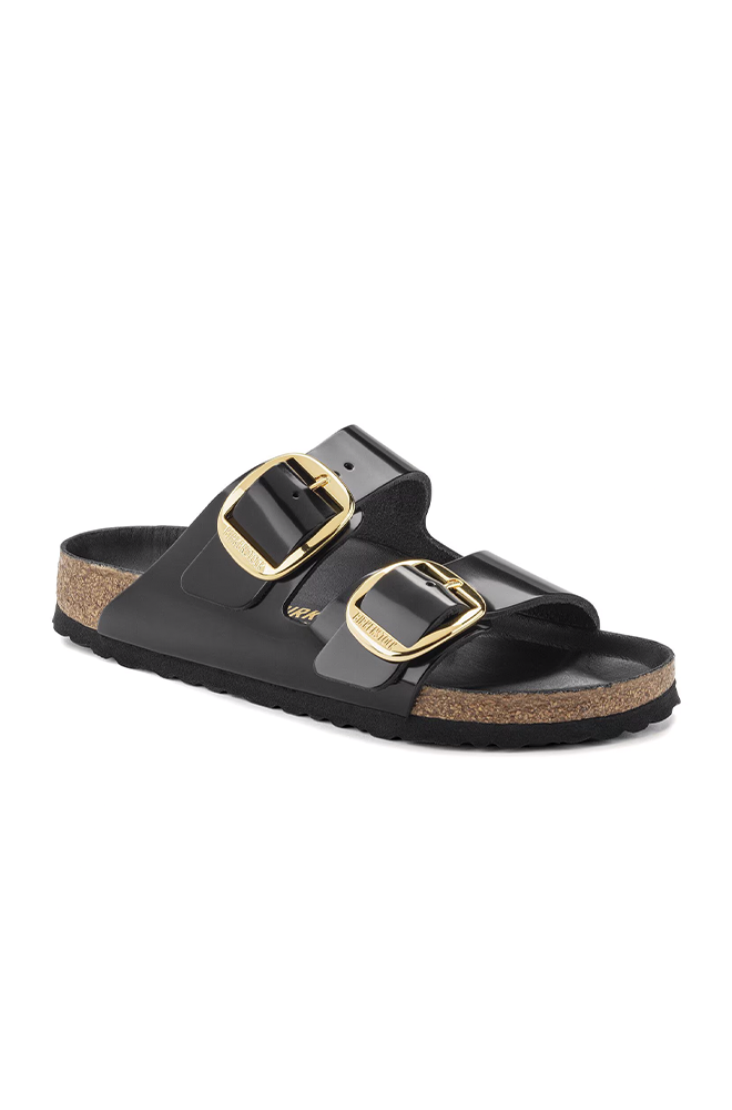 Scarpa Birkenstock Shine Black da Donna 1021476 arizona big buckle