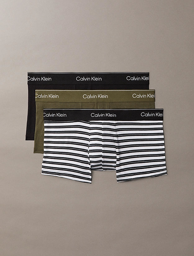 Mutanda Calvin Klein Black Triple Stripe Olive Nig da Uomo lv00nb4389 5vv low rise trunk 3pk