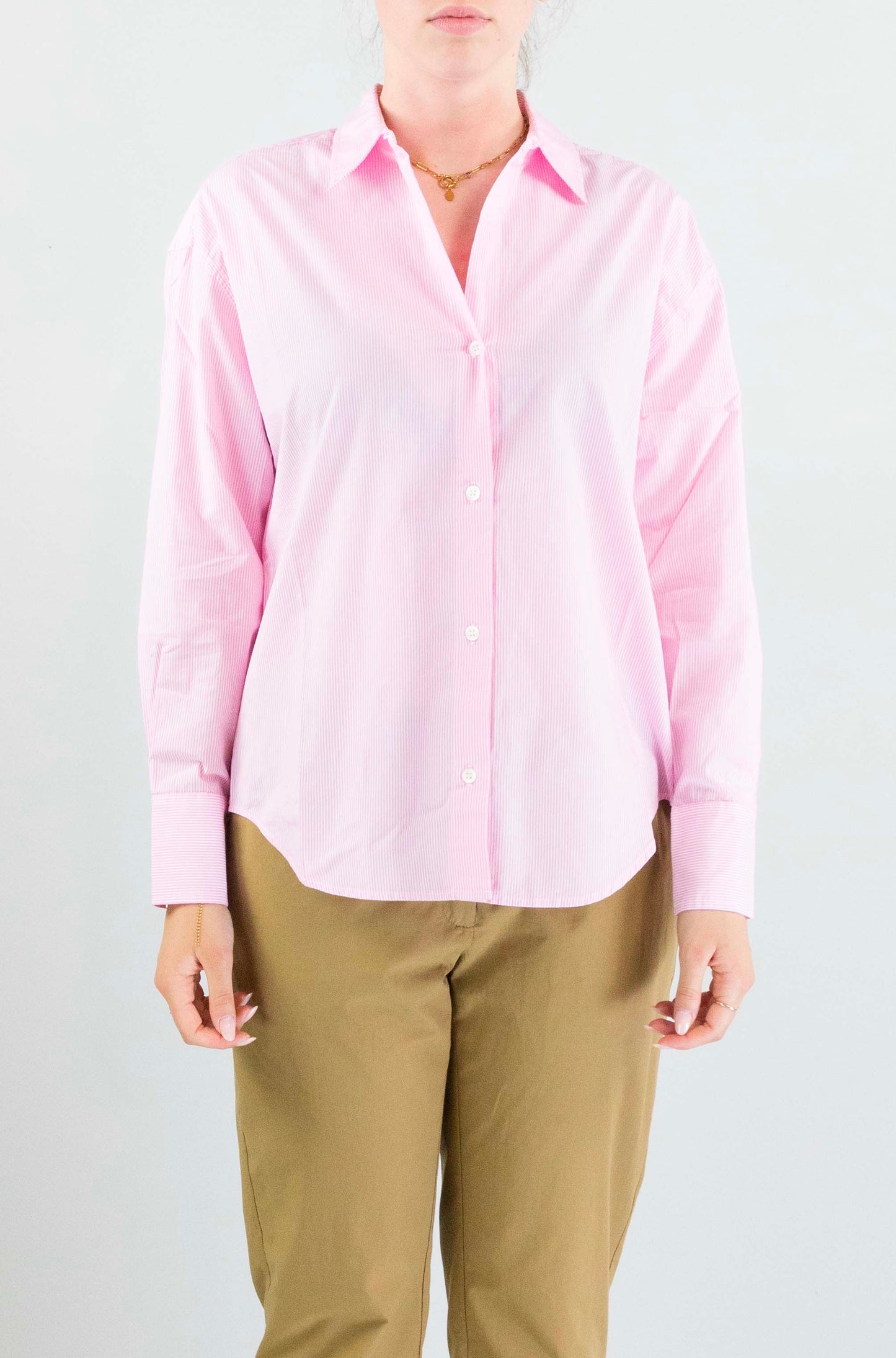 Camicia Mc2 Saint Barth Cotton Stripes Micro Apres 21 da Donna cristal