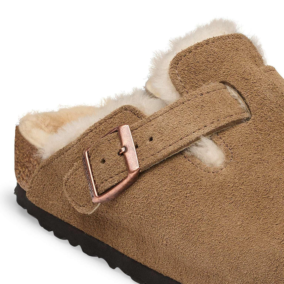 Scarpa Birkenstock dark Tea da Uomo 1032432 Boston pelliccia di agnello