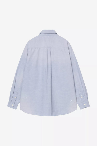 Camicia Carhartt Wip Blue Worn Used Splatter da Uomo i036919 l/s painter shirt