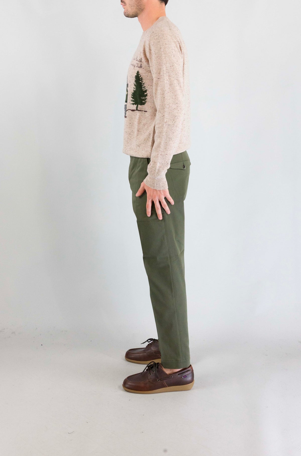 Pantalone Nine In The Morning Oliva da Uomo giove piatto slim