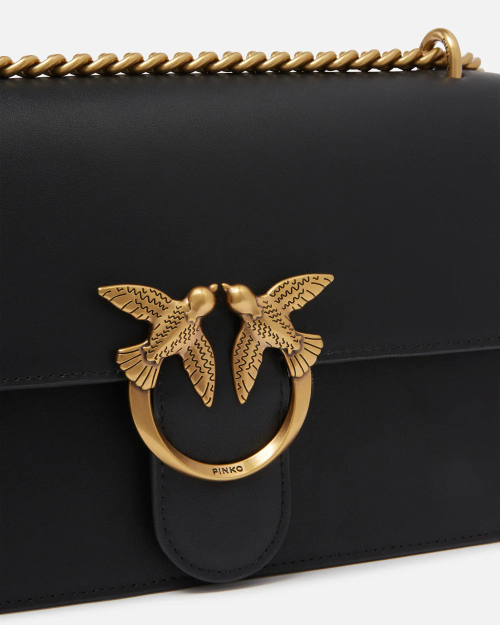 Borsa Pinko Nero Gold da Donna love one classic dc vitello seta