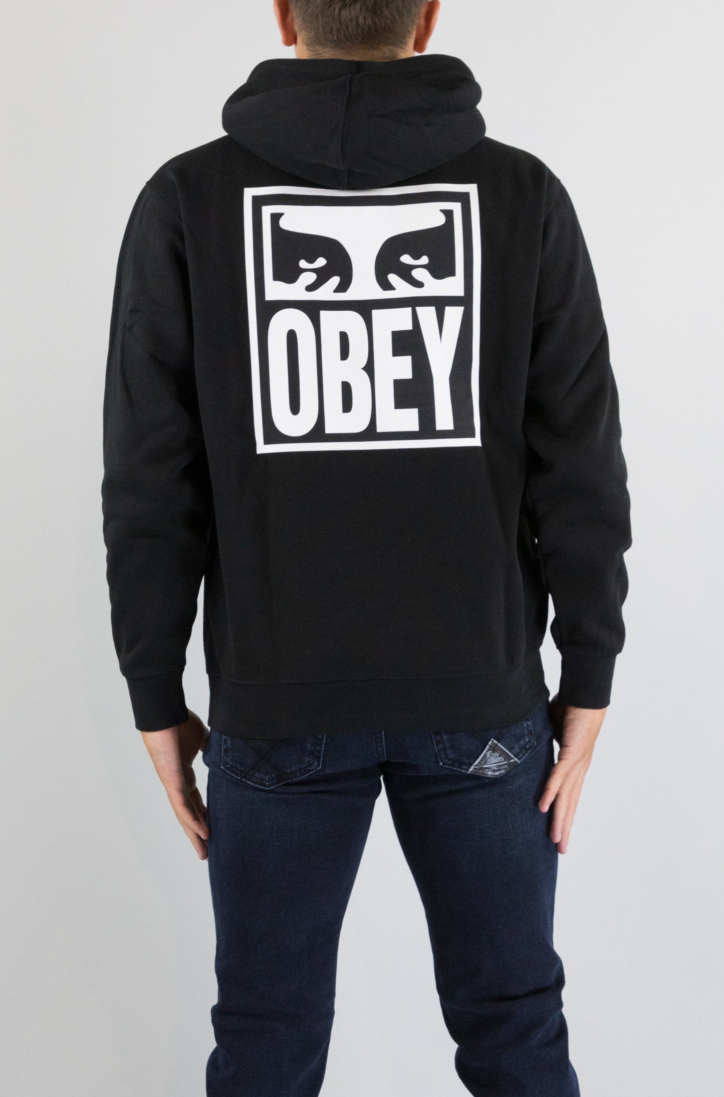 Felpa Obey Black da Uomo obey eyes icon hood fleece