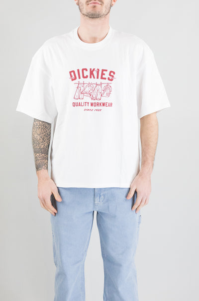 T-Shirt Dickies White da Uomo laundry boxy ss tee