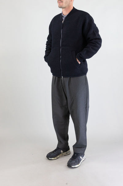 Felpa Universal Work Navy da Uomo 00018 wool fleece zip bomber