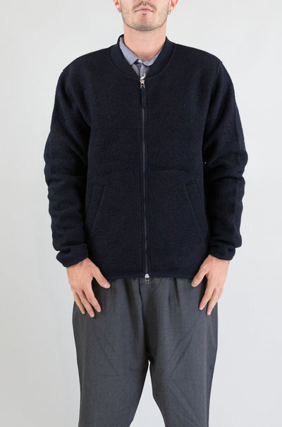 Felpa Universal Work Navy da Uomo 00018 wool fleece zip bomber