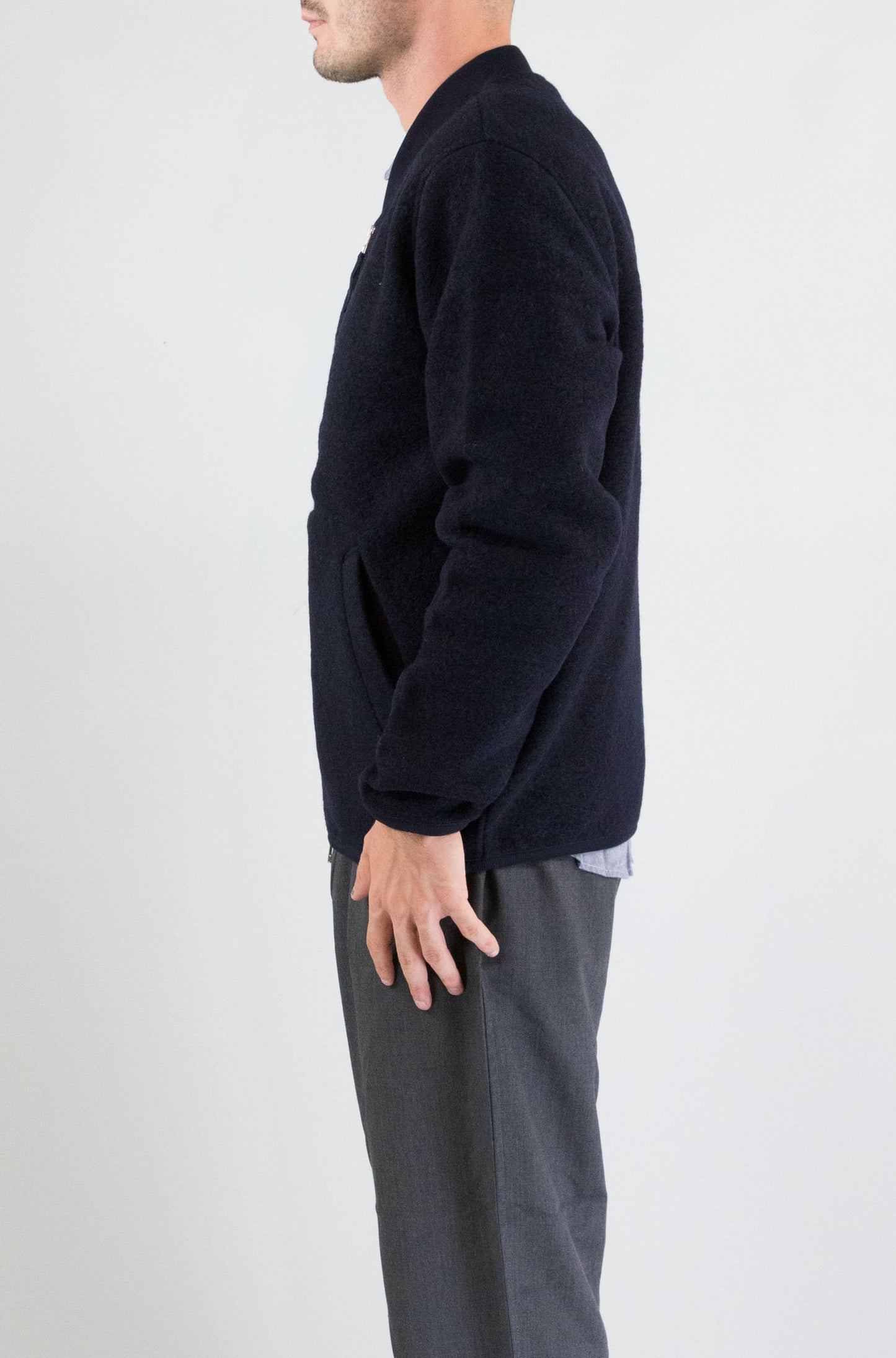 Felpa Universal Work Navy da Uomo 00018 wool fleece zip bomber
