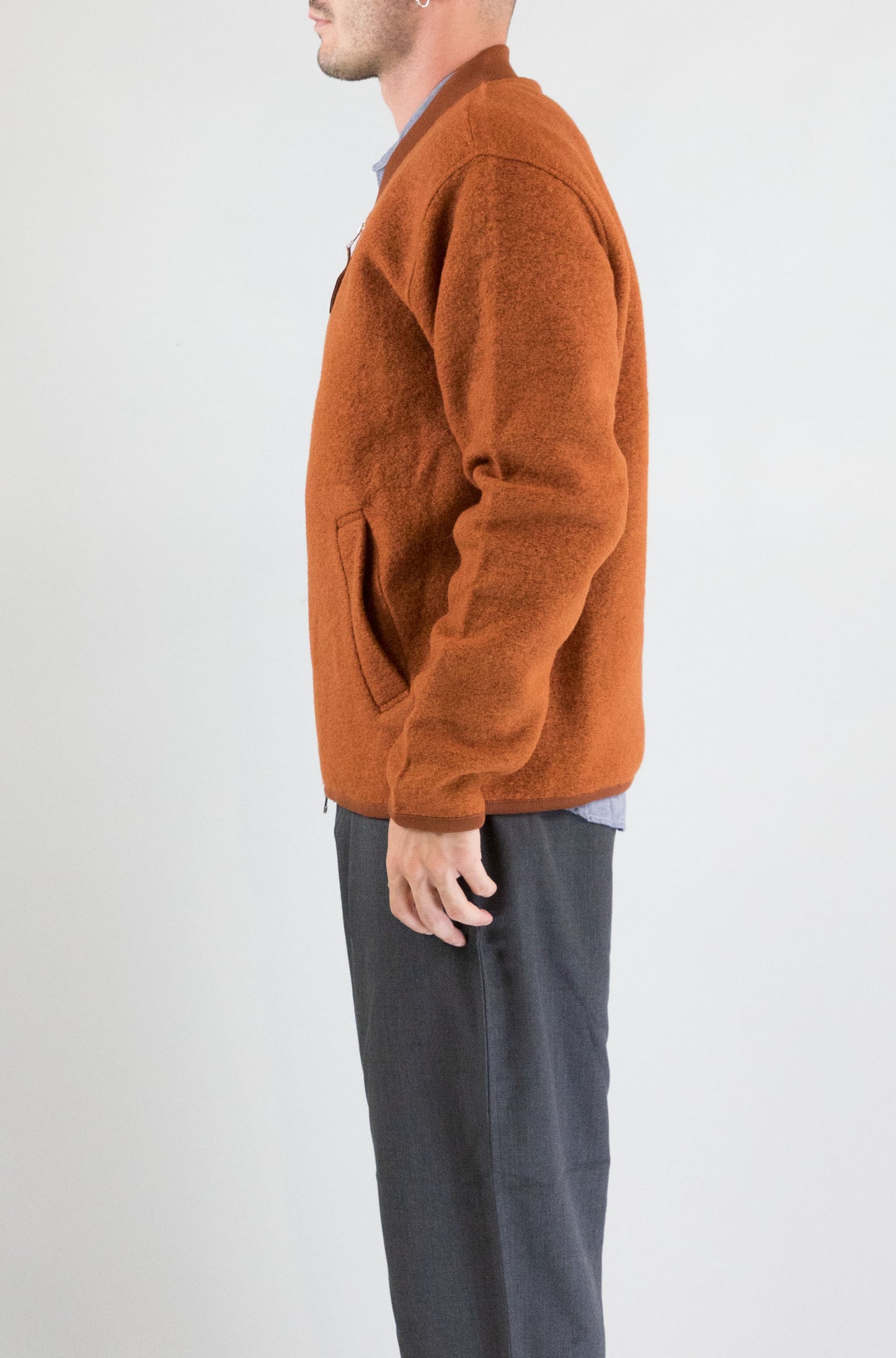 Felpa Universal Work Rust da Uomo 00018 wool fleece zip bomber
