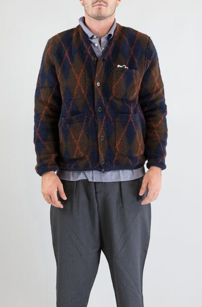 Maglia Universal Work Brown Navy da Uomo 33721 argyll fleece