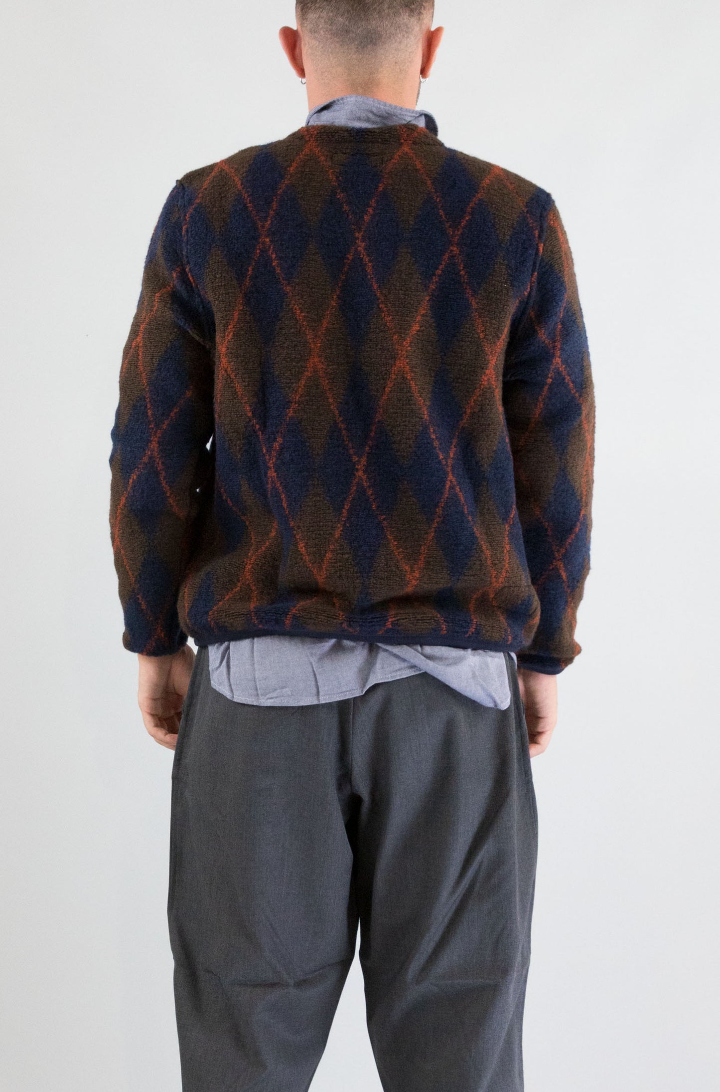 Maglia Universal Work Brown Navy da Uomo 33721 argyll fleece
