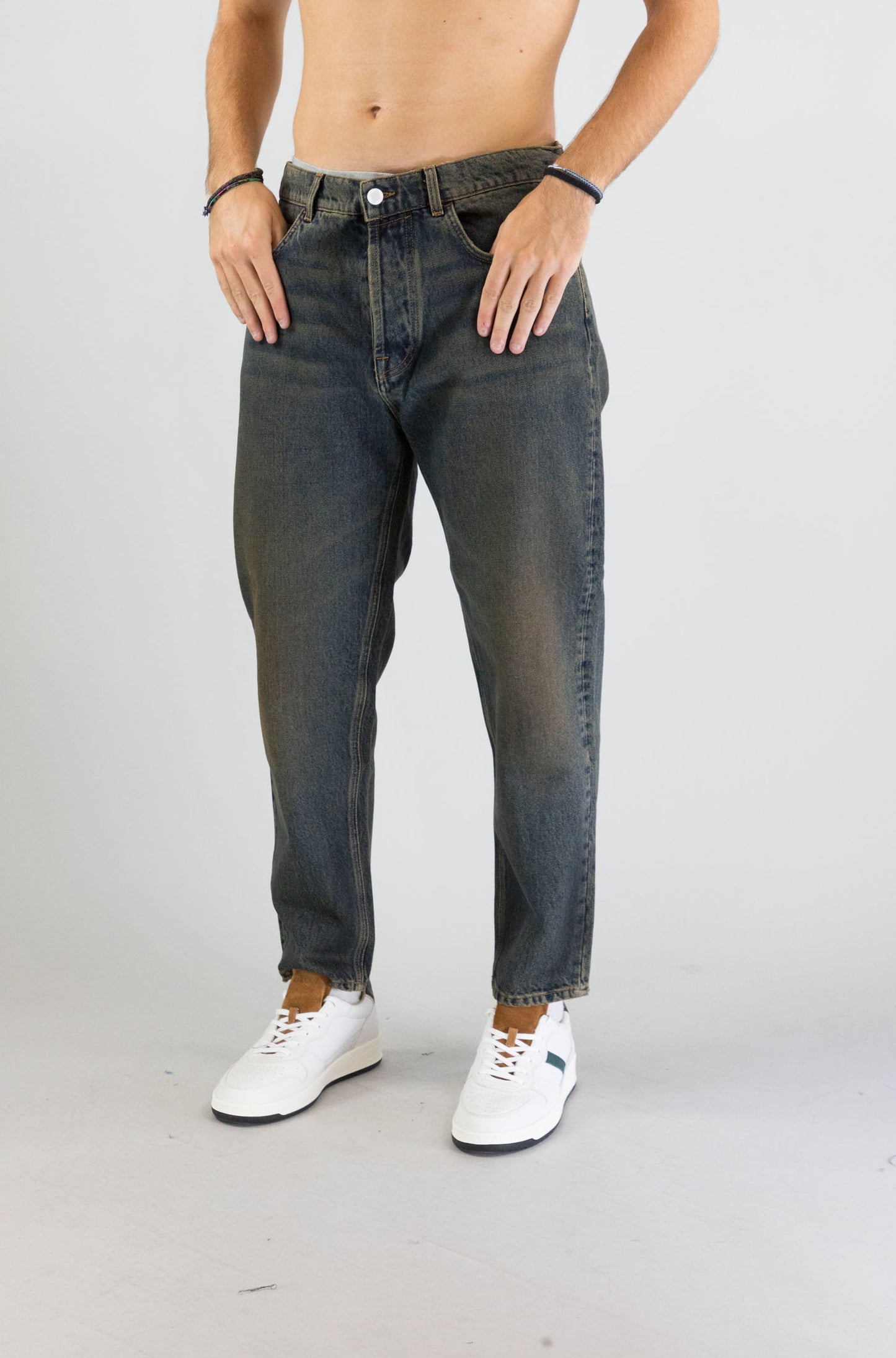 Jeans Amish Green Dirty da Uomo AMU001D4363008