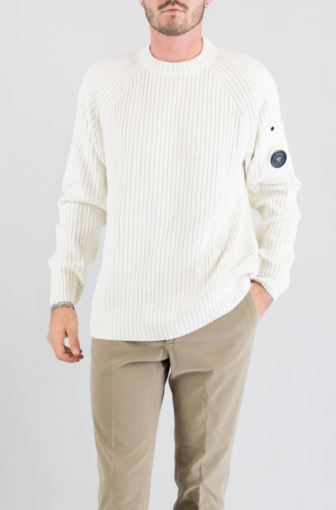 Maglia Cp Company Gauze White da Uomo 21cmkn049a 005558g