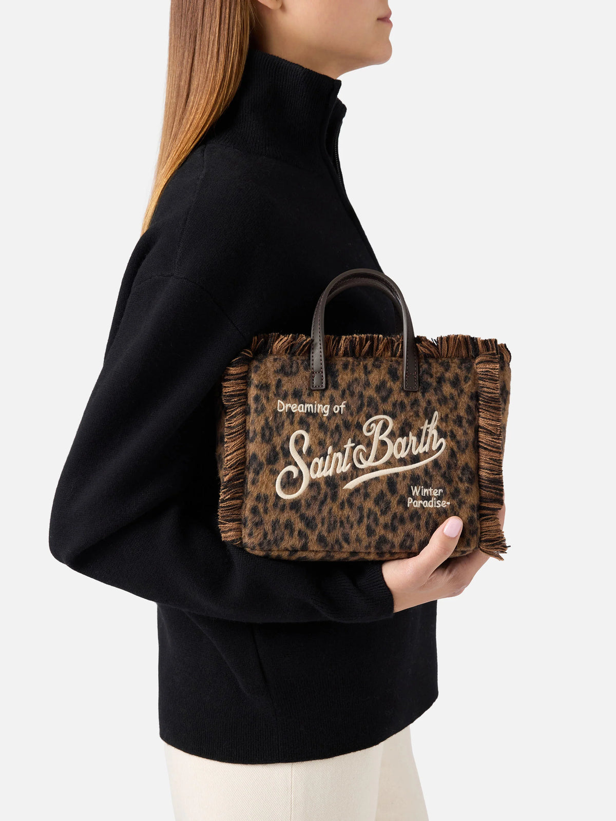 Borsa Mc2 Saint Barth 212 Dark Leopard da Donna vanity mini felt n