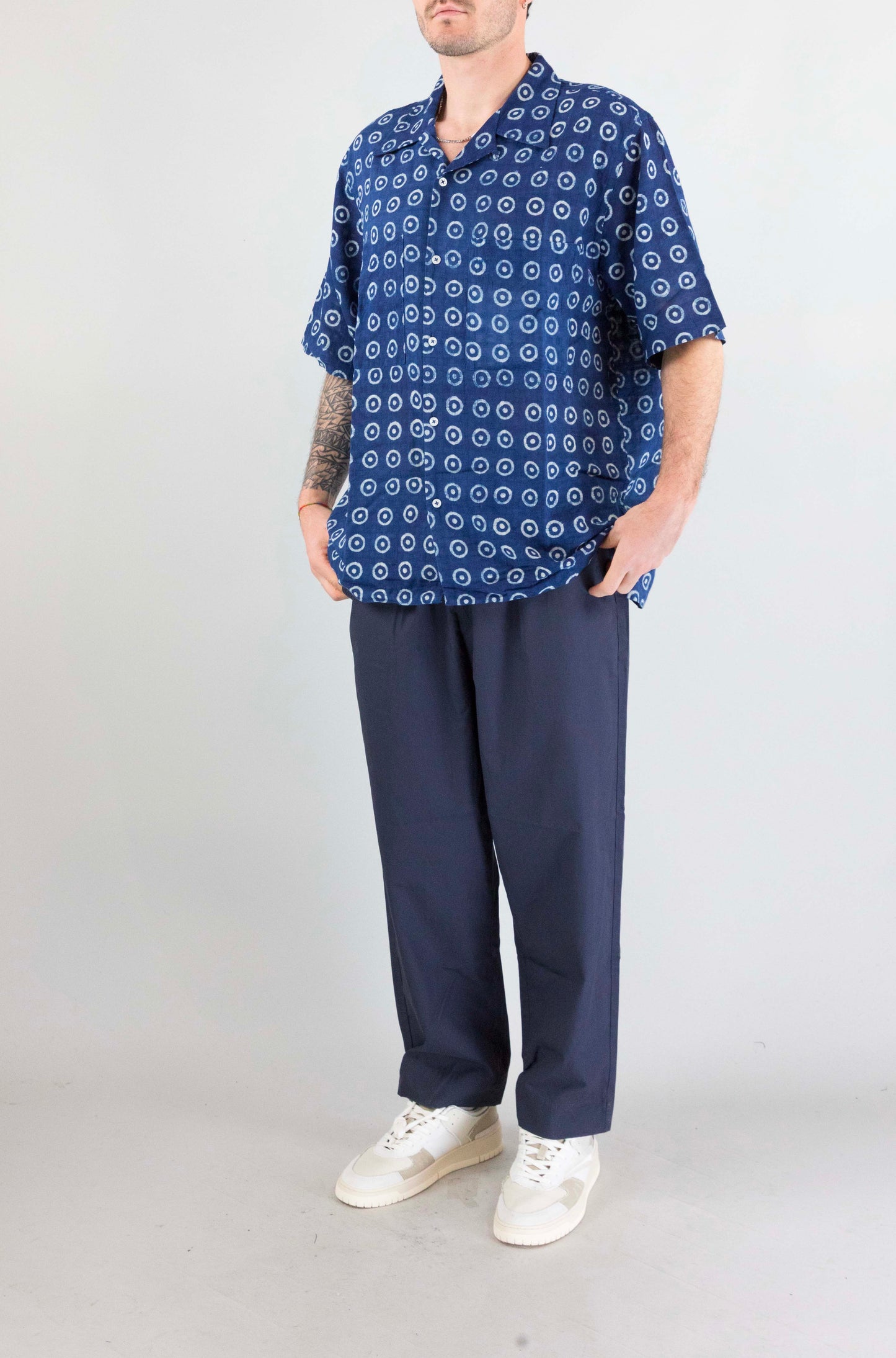 Camicia Universal Work Indigo da Uomo 34162 block print camper