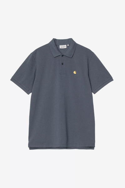Polo Carhartt Wip Cozy Blue Gold da Uomo i023807 chase piqu