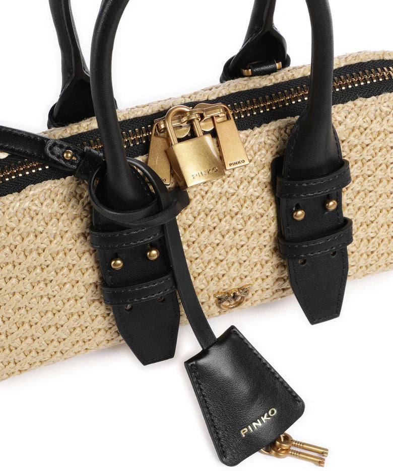 Borsa Pinko C24q da Donna bowling horizontal big rafia vitello seta