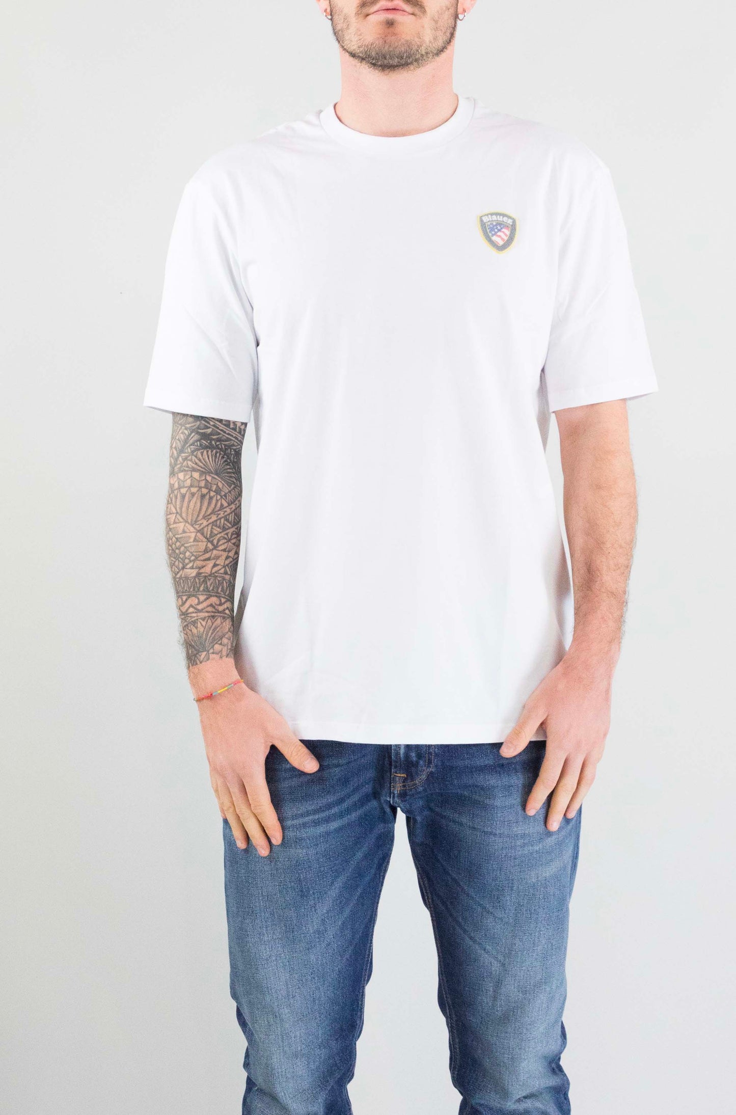 T-Shirt Blauer Bianco da Uomo 26sbluf02284 007480
