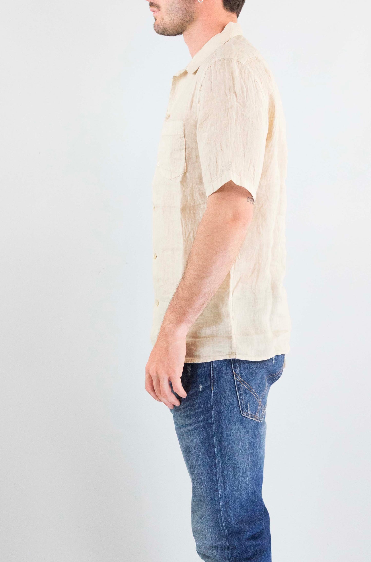 Camicia Mc2 Saint Barth Linen Beige da Uomo sifinos