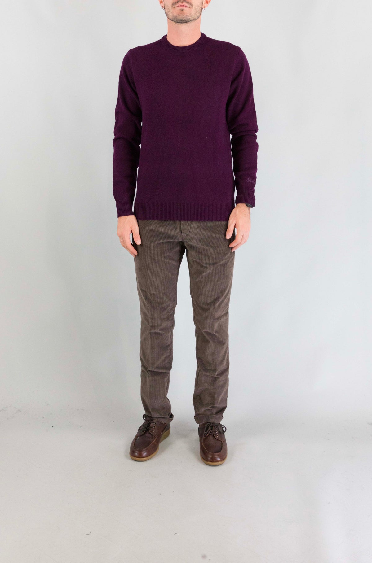 Maglia Mc2 Saint Barth Aubergine da Uomo regent lambswool