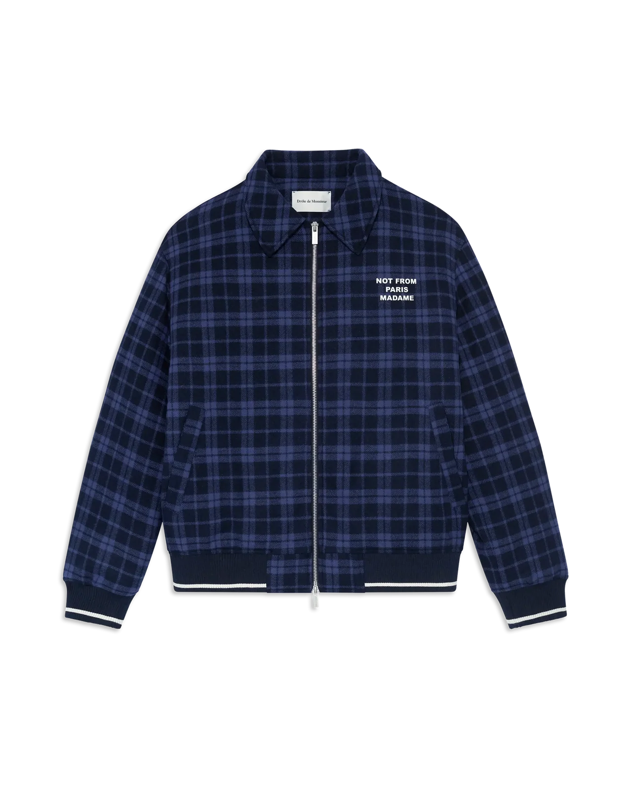Giubbotto Drole De Monsieur Navy da Uomo check flannel whit slogan