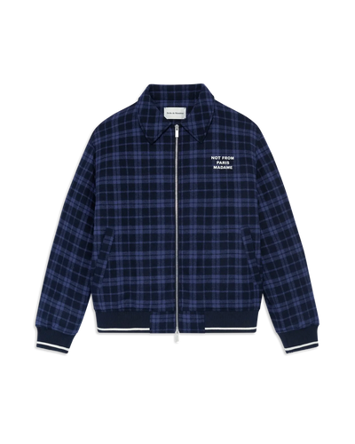 Giubbotto Drole De Monsieur Navy da Uomo check flannel whit slogan
