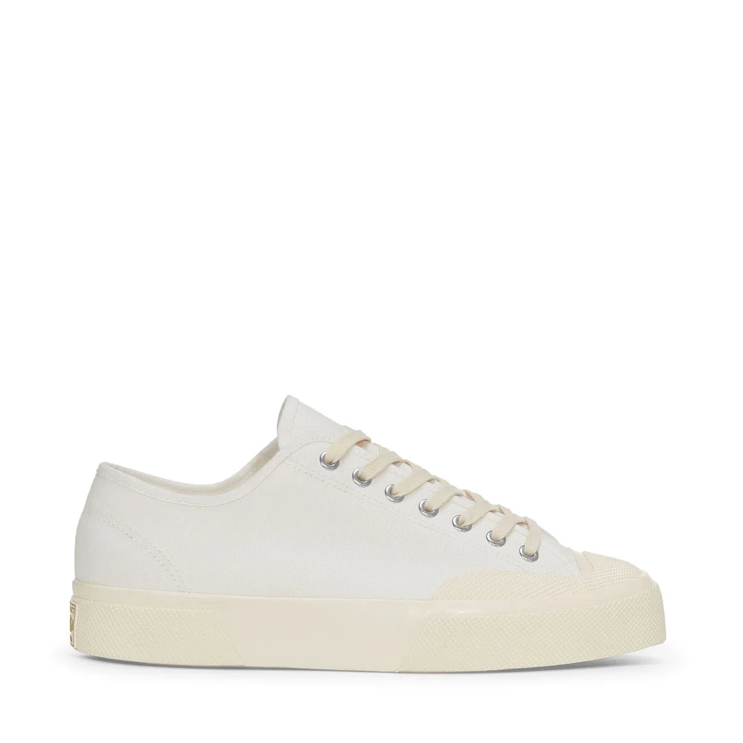 Scarpa Superga White Off White da Uomo 2432 works low cut cotton canvas