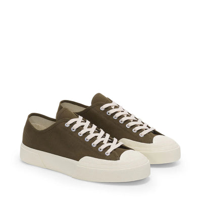 Scarpa Superga Green Dk Olive da Uomo 2432 works low cut cotton canvas