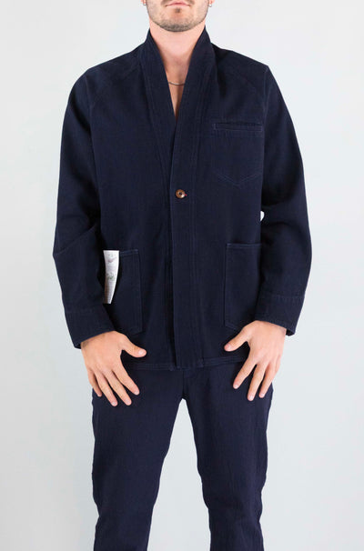 Giubbotto Tela Cruda Blu da Uomo tnjg0004 de0062a kimono