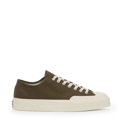Scarpa Superga Green Dk Olive da Uomo 2432 works low cut cotton canvas