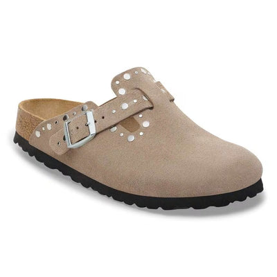 Scarpa Birkenstock Taupe da Donna 1030418 boston rivet suede calz s
