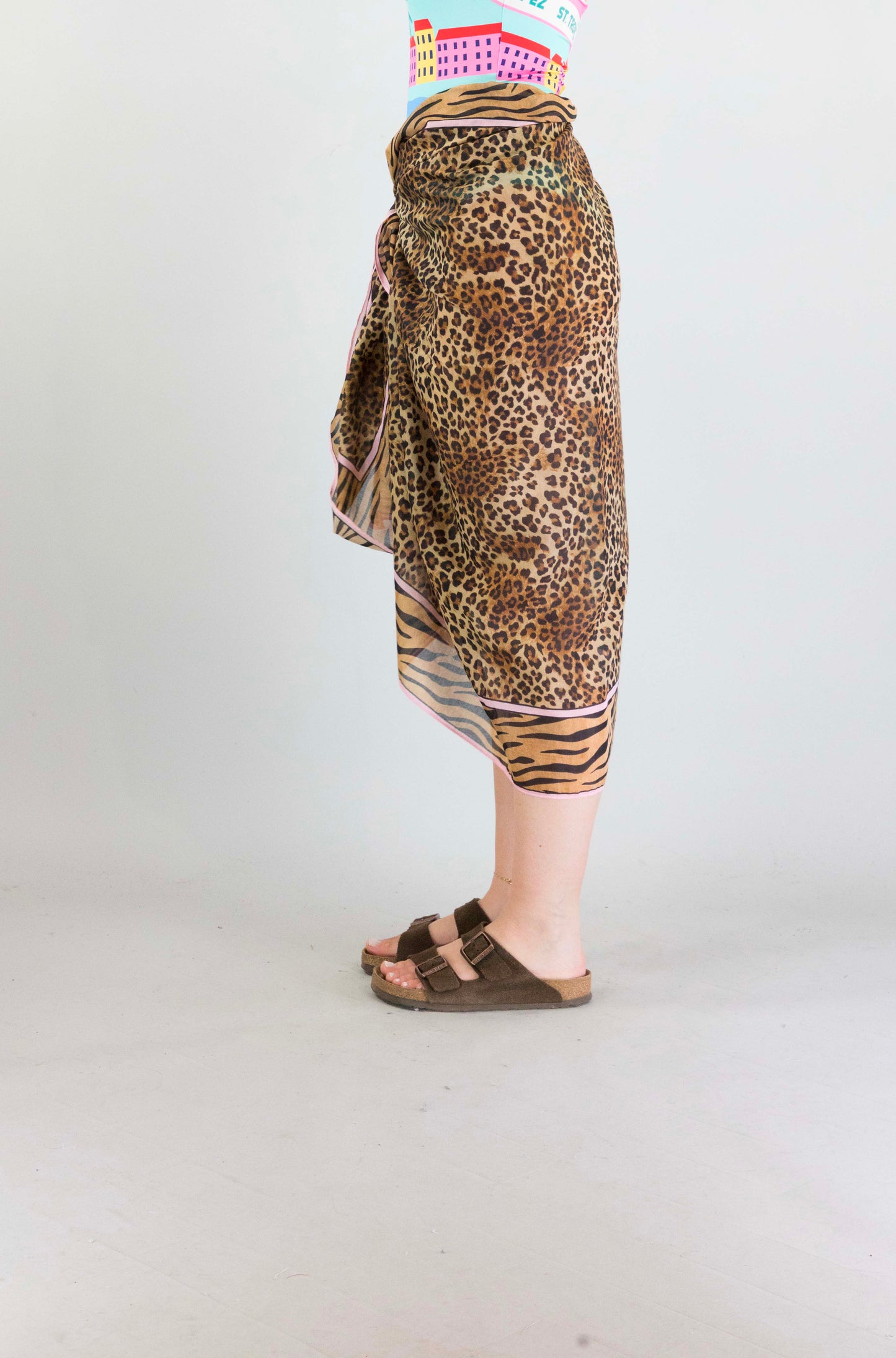 Pareo Mc2 Saint Barth Silk Voile Sand Leopard da Donna thaiti