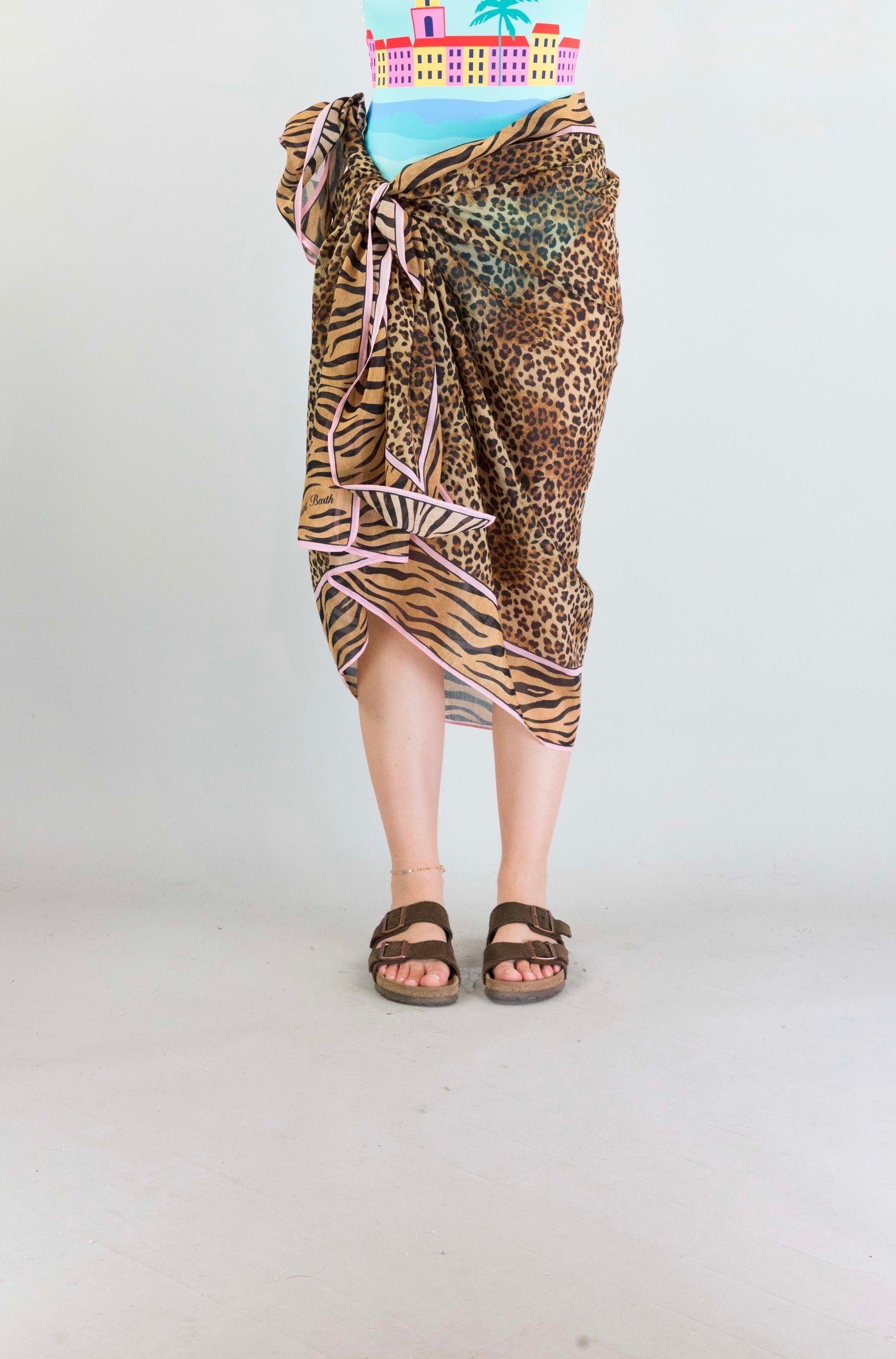 Pareo Mc2 Saint Barth Silk Voile Sand Leopard da Donna thaiti
