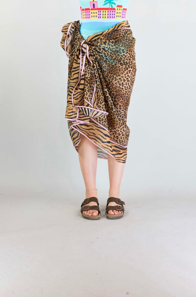 Pareo Mc2 Saint Barth Silk Voile Sand Leopard da Donna thaiti
