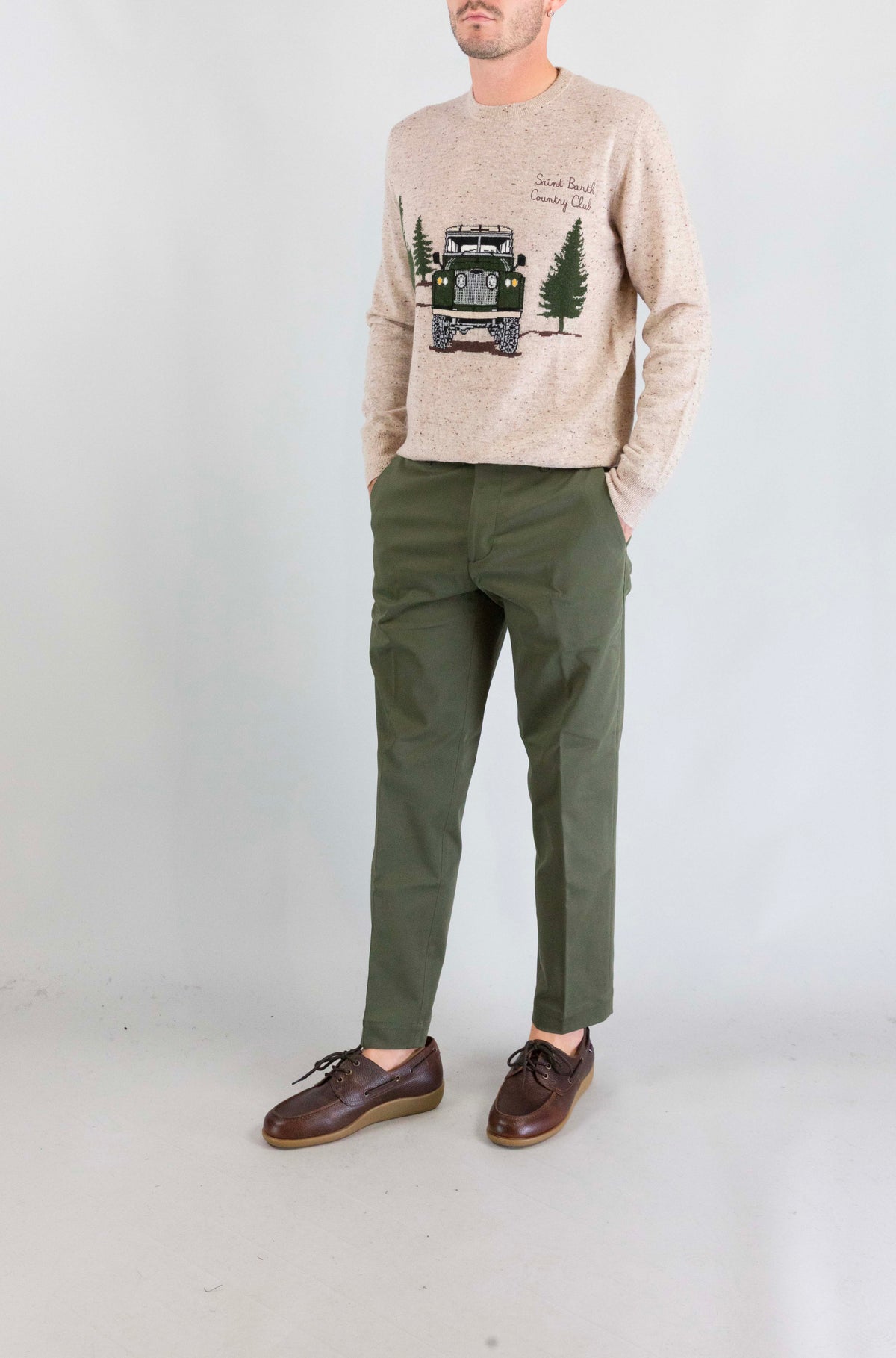 Pantalone Nine In The Morning Oliva da Uomo giove piatto slim