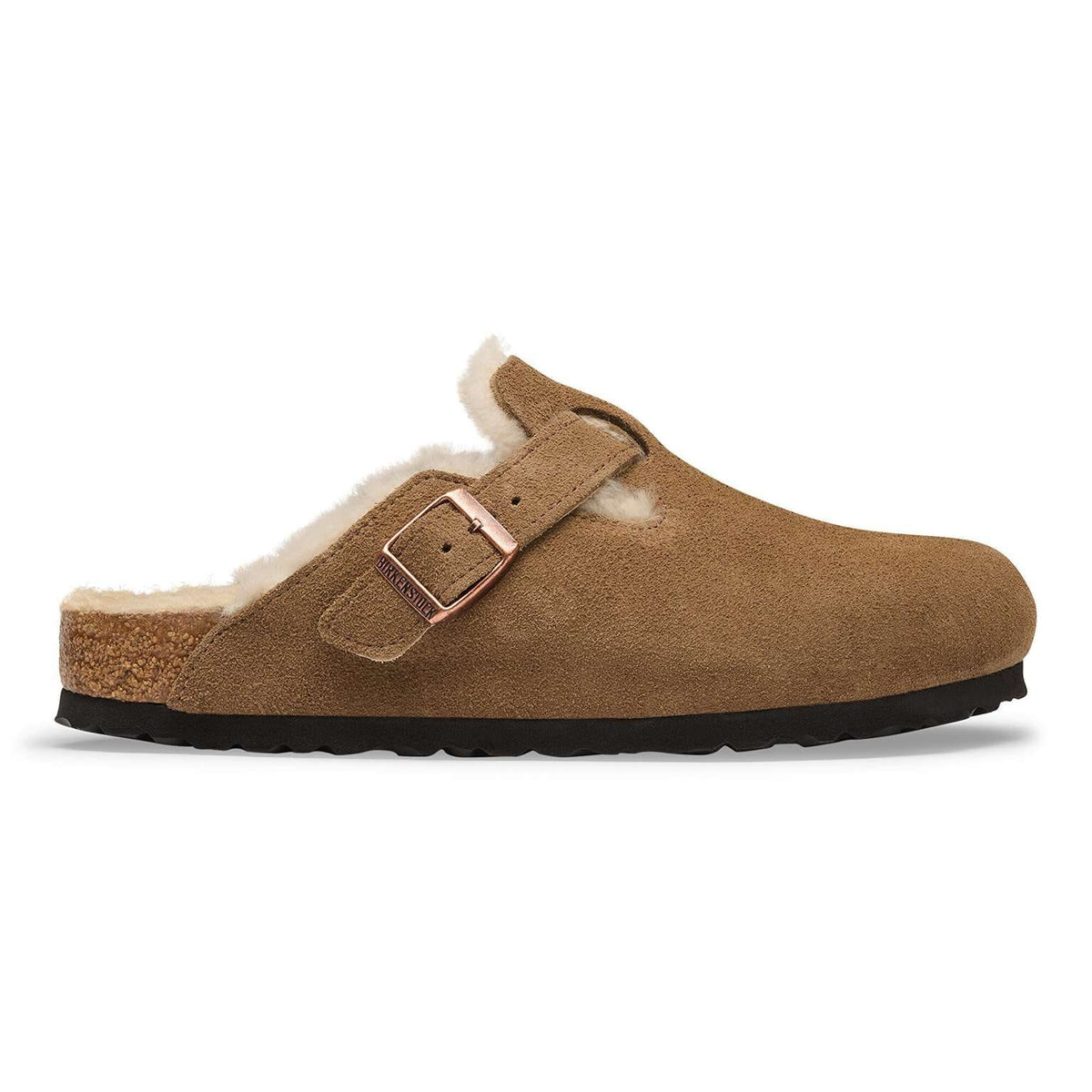 Scarpa Birkenstock dark Tea da Uomo 1032432 Boston pelliccia di agnello